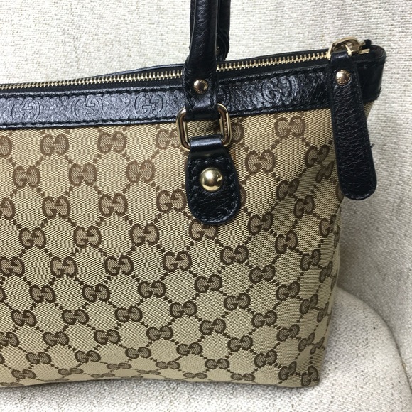 Authentic Gucci brown monogram canvas tote bag - Picture 14 of 16